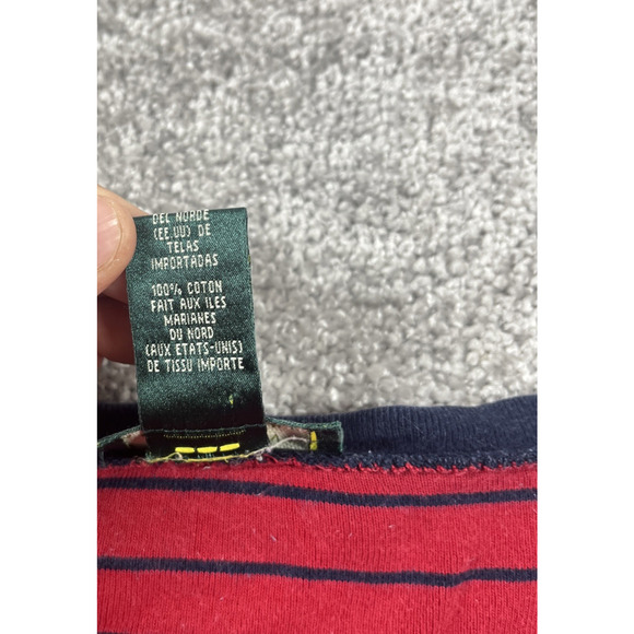 Lauren Ralph Lauren T Shirt Womens Medium Nautical Stripe Pocket Red Blouse - Picture 3 of 13